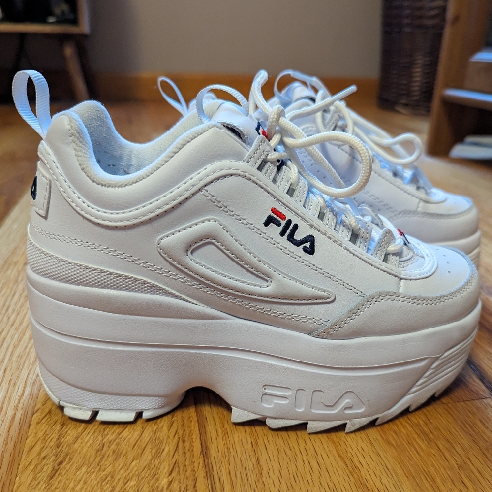 Fila Disruptor 2 Wedge Size 6 White Platform Sneaker